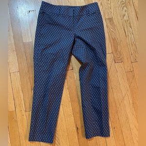Loft Marisa Cropped Trouser in Blue/White Diamond Pattern - Size 2T